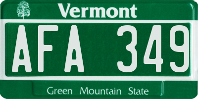 VT license plate AFA349