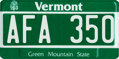 VT license plate AFA350