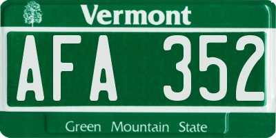 VT license plate AFA352
