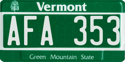 VT license plate AFA353