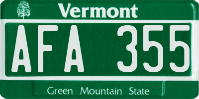 VT license plate AFA355