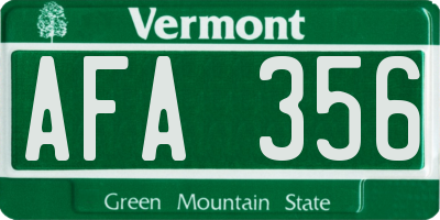 VT license plate AFA356