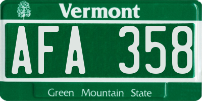VT license plate AFA358
