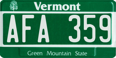 VT license plate AFA359
