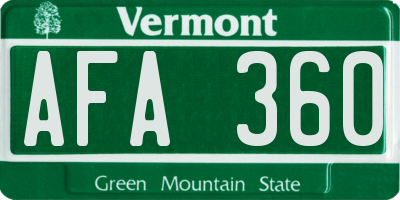 VT license plate AFA360
