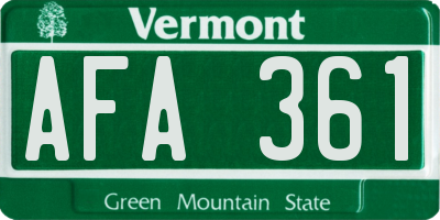 VT license plate AFA361