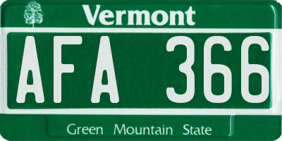 VT license plate AFA366