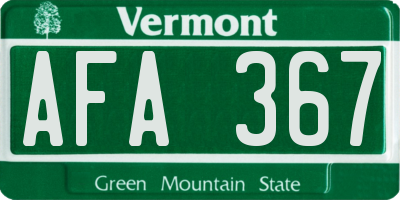 VT license plate AFA367