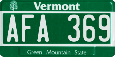 VT license plate AFA369