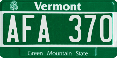 VT license plate AFA370