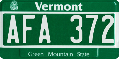 VT license plate AFA372