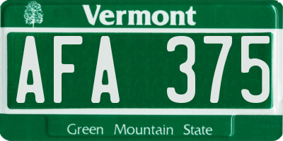 VT license plate AFA375