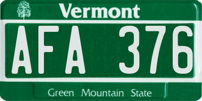 VT license plate AFA376