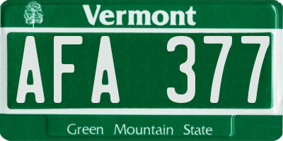 VT license plate AFA377