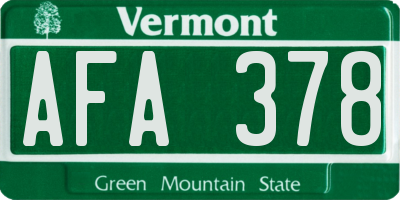 VT license plate AFA378