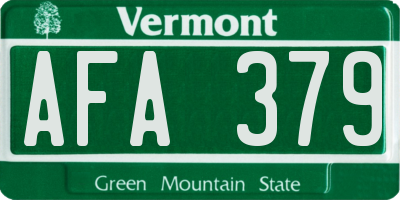 VT license plate AFA379