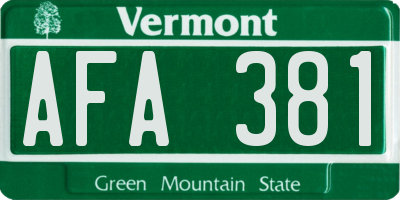 VT license plate AFA381