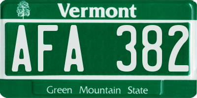 VT license plate AFA382