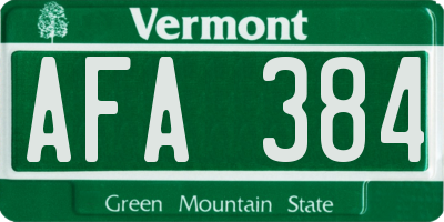 VT license plate AFA384