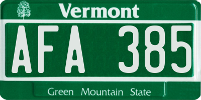 VT license plate AFA385