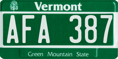 VT license plate AFA387