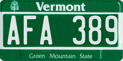 VT license plate AFA389