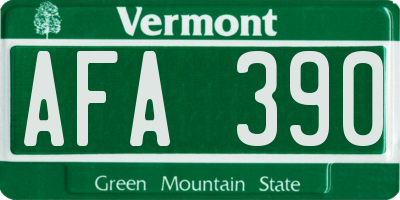 VT license plate AFA390