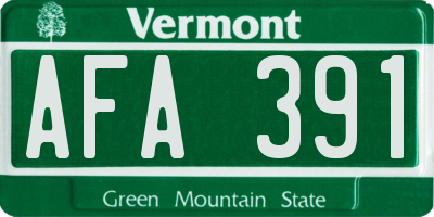 VT license plate AFA391