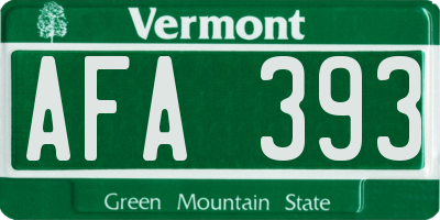 VT license plate AFA393