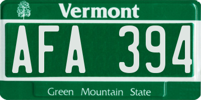 VT license plate AFA394