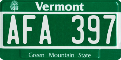 VT license plate AFA397