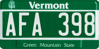 VT license plate AFA398