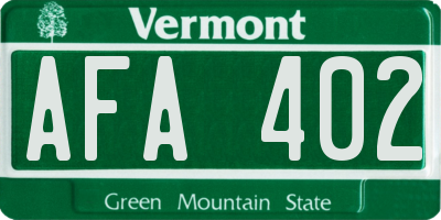 VT license plate AFA402