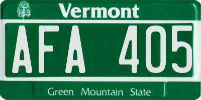 VT license plate AFA405