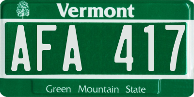 VT license plate AFA417