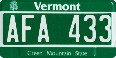 VT license plate AFA433