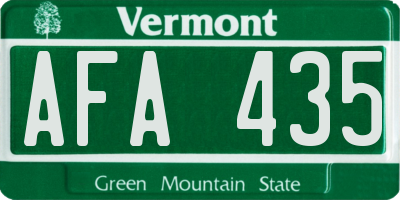 VT license plate AFA435