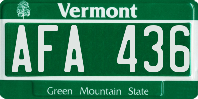 VT license plate AFA436