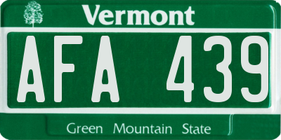 VT license plate AFA439