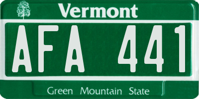 VT license plate AFA441