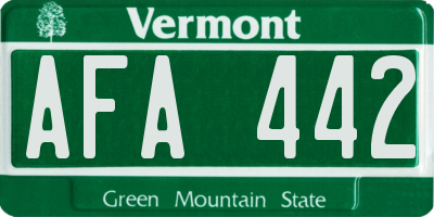 VT license plate AFA442