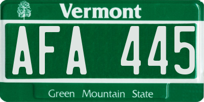 VT license plate AFA445
