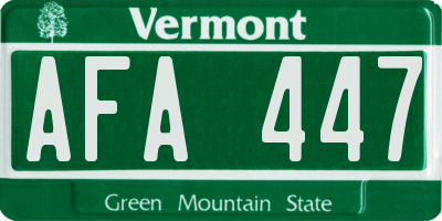 VT license plate AFA447