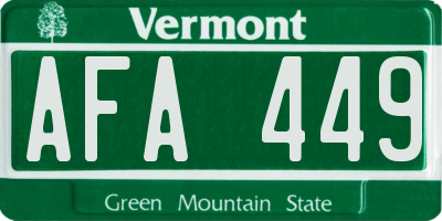VT license plate AFA449