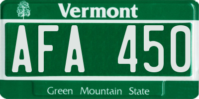 VT license plate AFA450