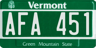 VT license plate AFA451