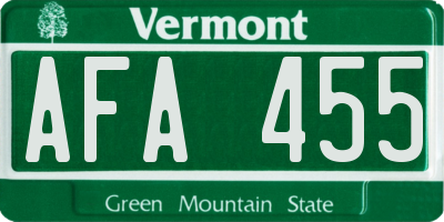 VT license plate AFA455