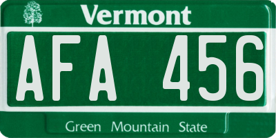 VT license plate AFA456