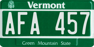 VT license plate AFA457