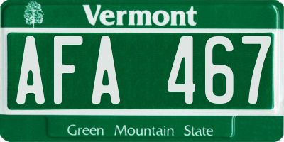 VT license plate AFA467